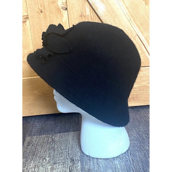 San Diego Hat Company Women’s Black Wool Cloche Hat Flower Accent One Size - Picture 4 of 10